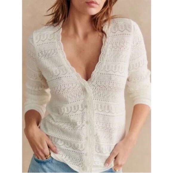 Sezane Keyla Cardigan Ecru - Size S - Picture 1 of 10